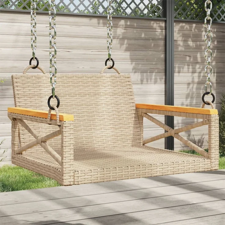 vidaXL Hängesessel Beige 63x62x40 cm Poly Rattan 368172 – Bild 1