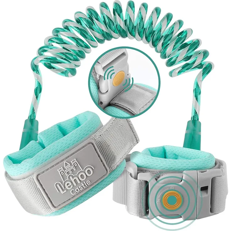 Lehoo Castle Kinder Sicherheitsleine, Anti-Verloren Handgelenk Gürtel Kinder, Sicherheit Handschlaufe 360° Drehung, Elastisches Drahtseil, Atmungsaktiv Baumwolle Armgelenk Band