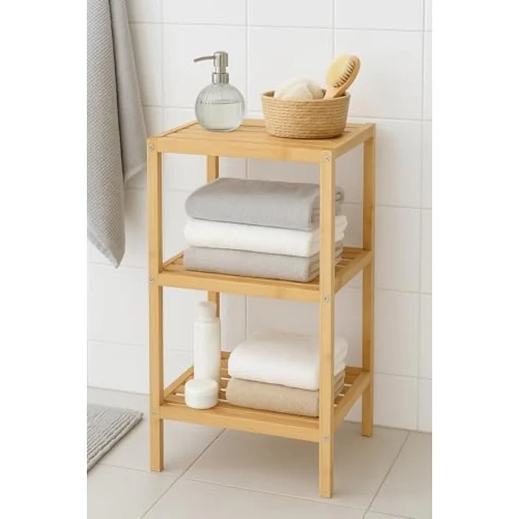 hausleben Regal Bambus mit 3 Böden, 1-tlg, 77x30x33 cm, umweltfreundlich – Bild 2