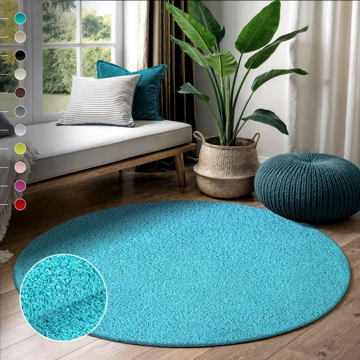 Sanat Hochflor-Teppich LOCA, auch als Läufer und in Rund, rund, Höhe: 30 mm, Wohnzimmer, Langflor, Shaggy, Schlafzimmer – Bild 1