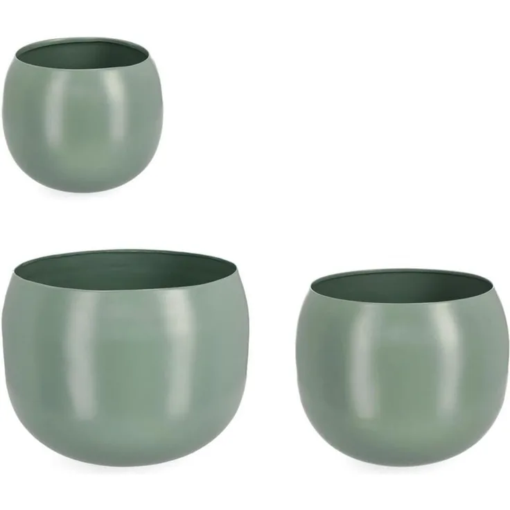Outdoor-Vase Areyka 3er-Set aus Metall, modern, salbeigrün, für Garten und Balkon