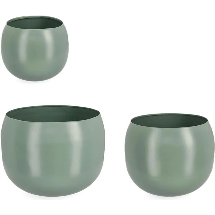 Outdoor-Vase Areyka 3er-Set aus Metall, modern, salbeigrün, für Garten und Balkon – Bild 1