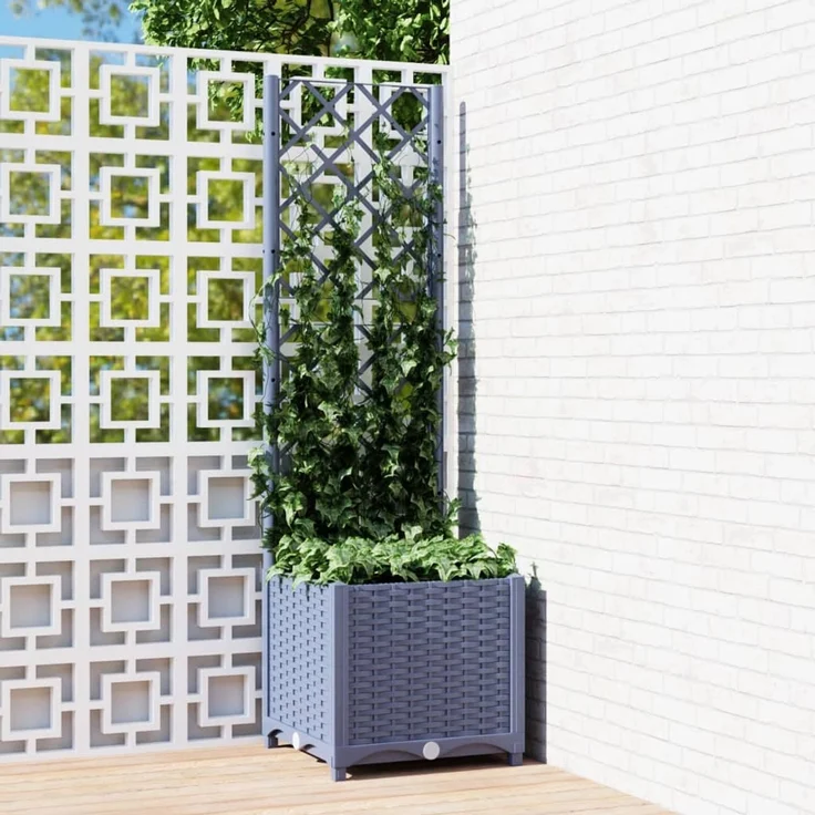 vidaXL Garten-Pflanzgefäß mit Spalier Blaugrau 40 x 40 x 136 cm PP 318249 – Bild 1