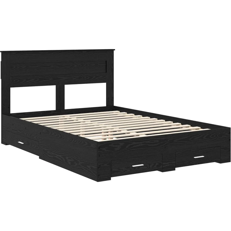 vidaXL Bettrahmen Schwarz Eichen-Optik 160 x 200 cm Holzwerkstoff 3409967 – Bild 3