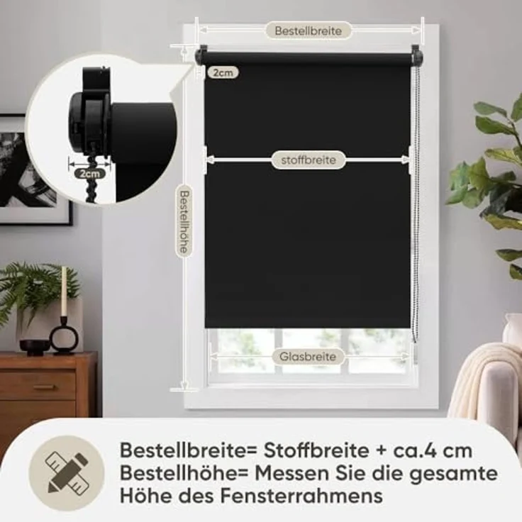 Rollo Seitenzugrollo Verdunkelungsrollo ohne Bohren verdunkelnd Rollo, Sekey, verspannt, Klemmfix, Seitenzugrollo,Sonnenschutz & Sichtschutz,Bestellbreite = Stoffbreite – Bild 5