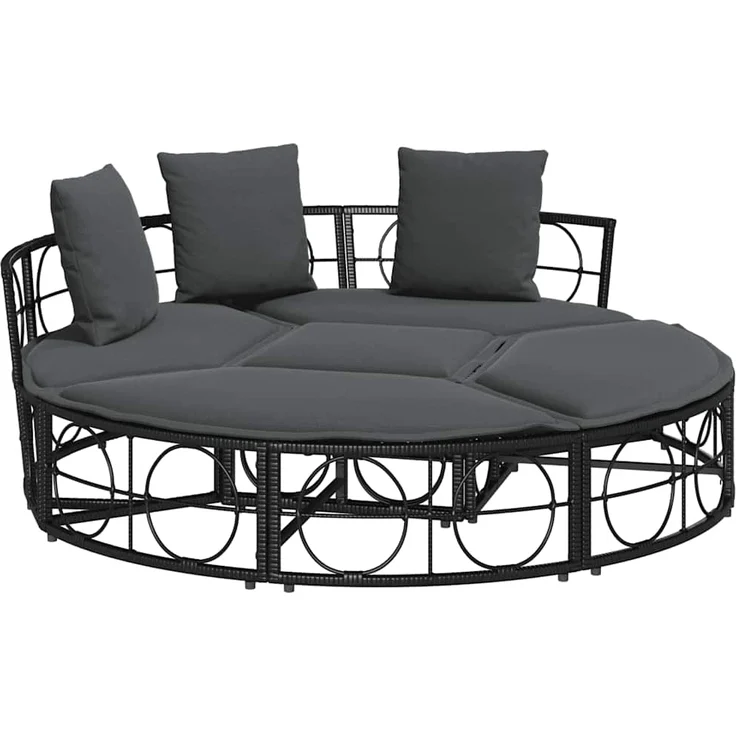 vidaXL Outdoor-Loungebett ohne Dach Schwarz Poly Rattan 4108236 – Bild 1