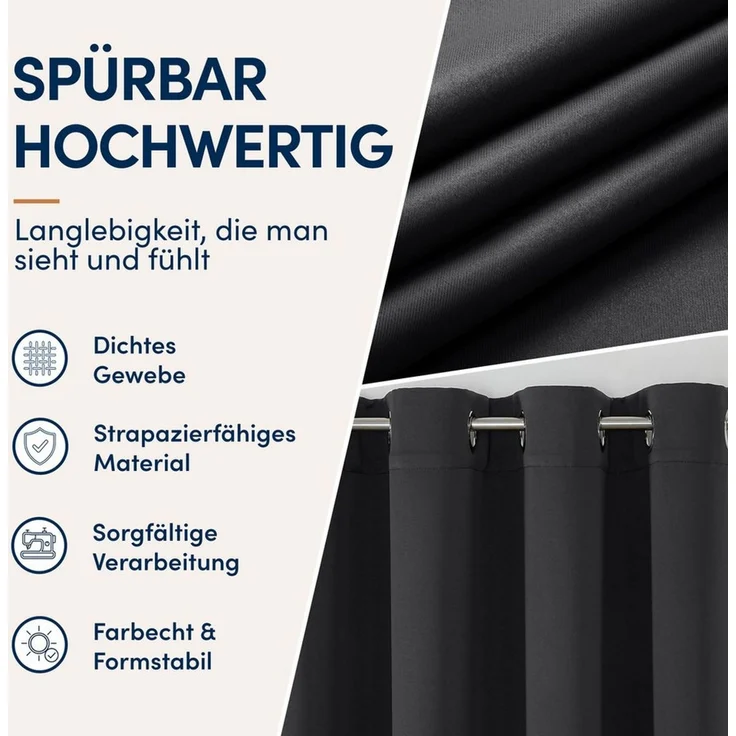 Stoffschmiede Gardine Blickdicht - Kräuselband & Ösen, Ösen – Bild 3