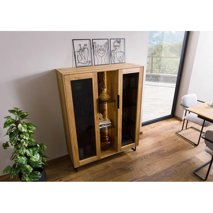 Highboard Wildeiche 112x43x145 natur geölt LINDAU #18 – Bild 2