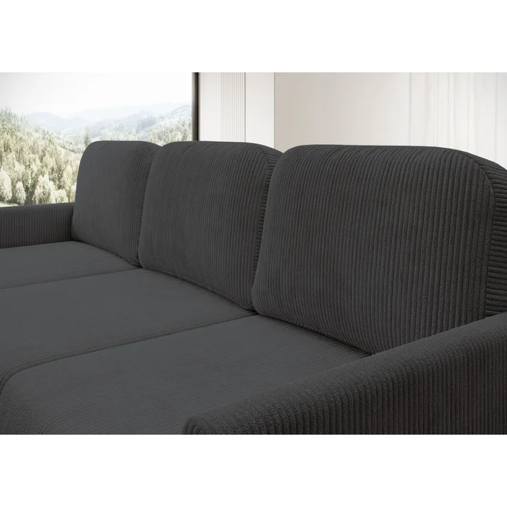 Selsey 'Hamiel' Ecksofa mit Schlaffunktion & Bettkasten, Cord, Universal, Blaugrau – Bild 7