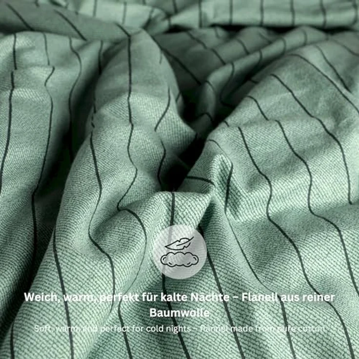 SCHÖNER WOHNEN-Kollektion Bettwäsche SOFT STRIPE Winter Bettwäsche, Baumwolle, 1 teilig, 135 x 200 cm in Salbei – Bild 5