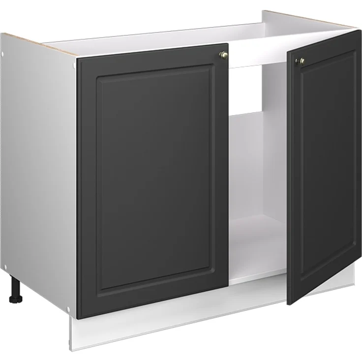 Spülenunterschrank Fame-Line Anthrazit-Gold Landhaus/Weiß 100 cm ohne Arbeitsplatte Vicco – Bild 6