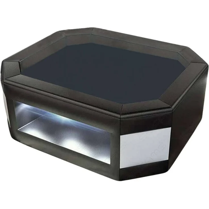 Sofa Dreams - Design Wohnzimmertisch Prato – Mit LED Beleuchtung - Kunstleder - Grau-Weiß – Bild 8