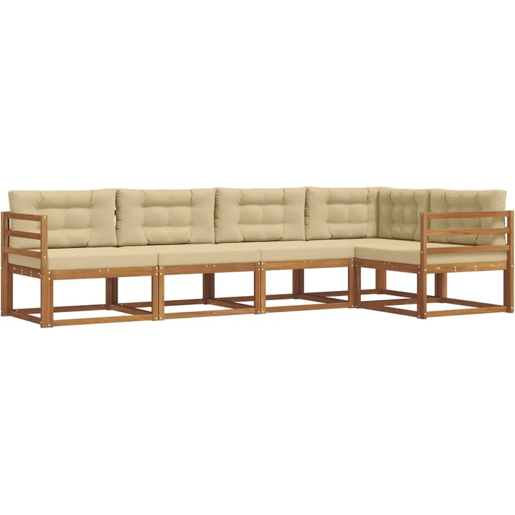 vidaXL Outdoor-Sofagarnitur 5 stk. 5-Sitzer Natur und Beige 3367566 – Bild 2