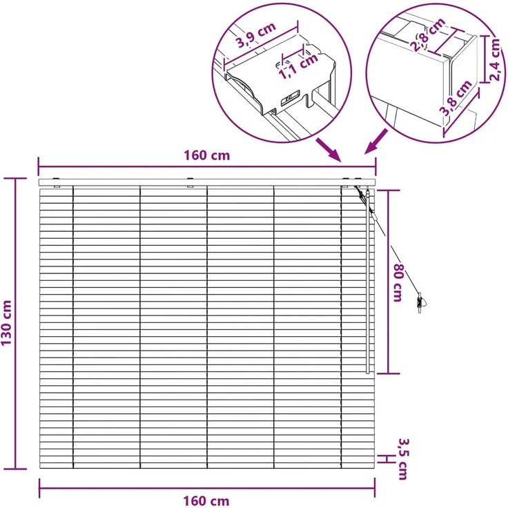 vidaXL Venezianische Jalousie Eichenoptik 160 x 130 cm 35 mm 42015328 – Bild 9