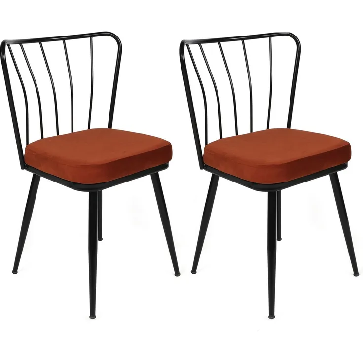 Skye Decor 'Yıldız-945 V2' Stuhlset (2-teilig), Ziegelrot / Schwarz, 43 x 82 x 42 cm