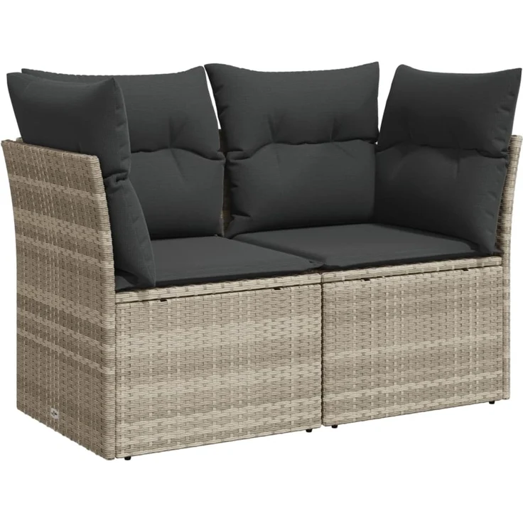 vidaXL Gartensofa mit Kissen 2-Sitzer Hellgrau Poly Rattan 366176 – Bild 2