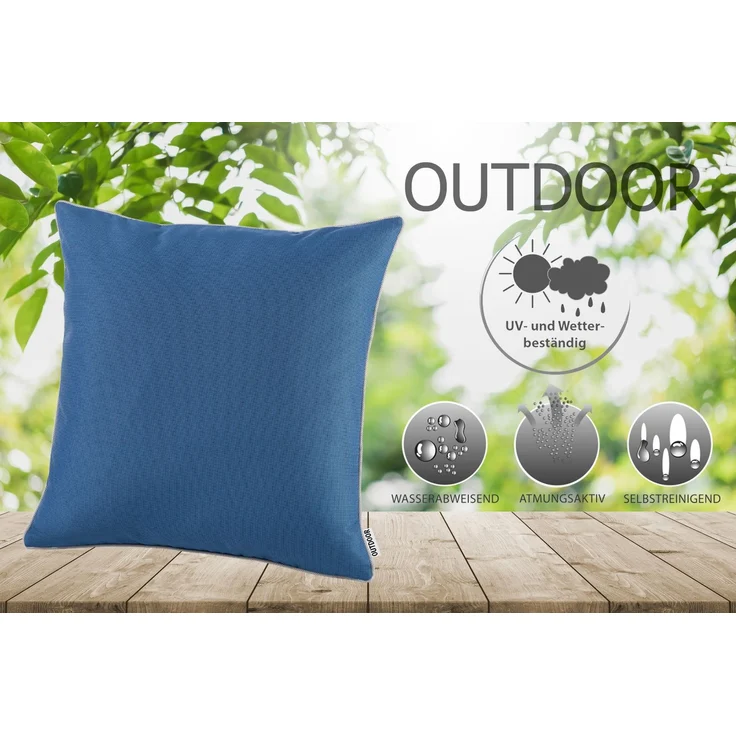 heimtexland ® OUTDOOR Lounge Dekokissen LOTUS EFFEKT wetterfest 45x45 Garten Kissen Outdoorkissen Typ551 dunkelgrau – Bild 2
