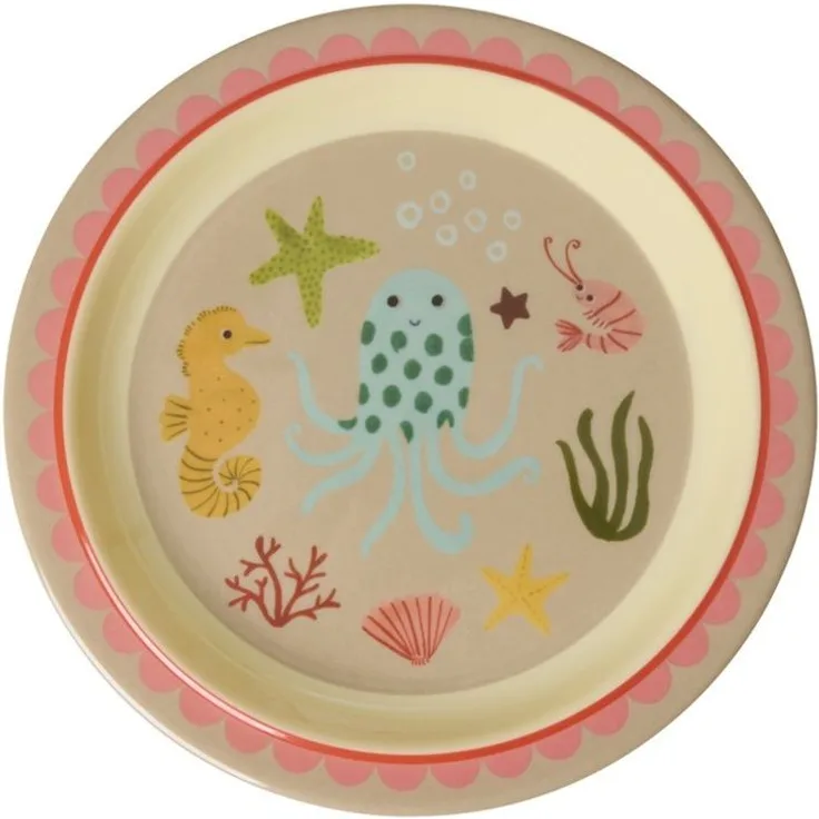rice Kunststoffteller Rice Melamin Kinderteller - Coral Ocean Print Ø 22cm