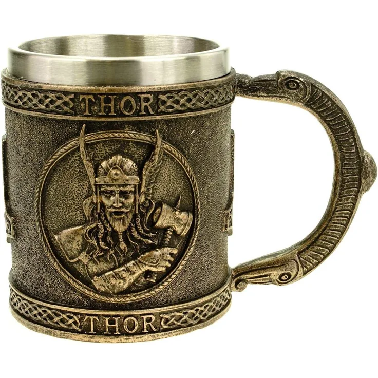 Vogler 816-932 Wikinger Krug Thor mit Metalleinsatz Becher Odin Nordmänner