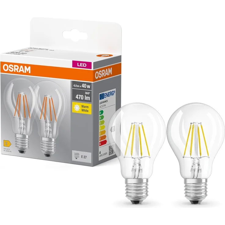 LEDVANCE LED Base Classic A 40 Filament 4W 827 Clear E27