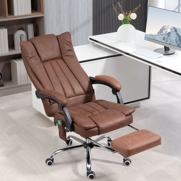 MELAYR, Bürostuhl mit Massage- und Heizfunktion, verstellbarer Höhe, verstellbarer Rückenlehne, 79 x 36 x 65 cm, Braun – Bild 3