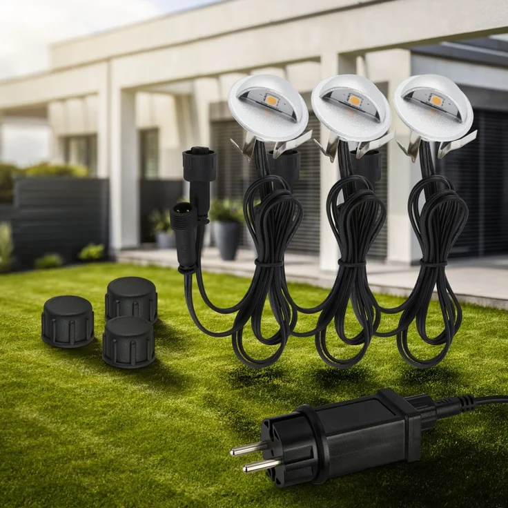 Briloner LED Außen-Bodenstrahler Teak Connect to Shine 3er Starterset 10W warmweiß – Bild 4