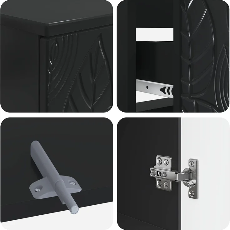 vidaXL 3-teiliges Badezimmer-Schranksystem DELFT 3 stk. Schwarz 3418027 – Bild 6