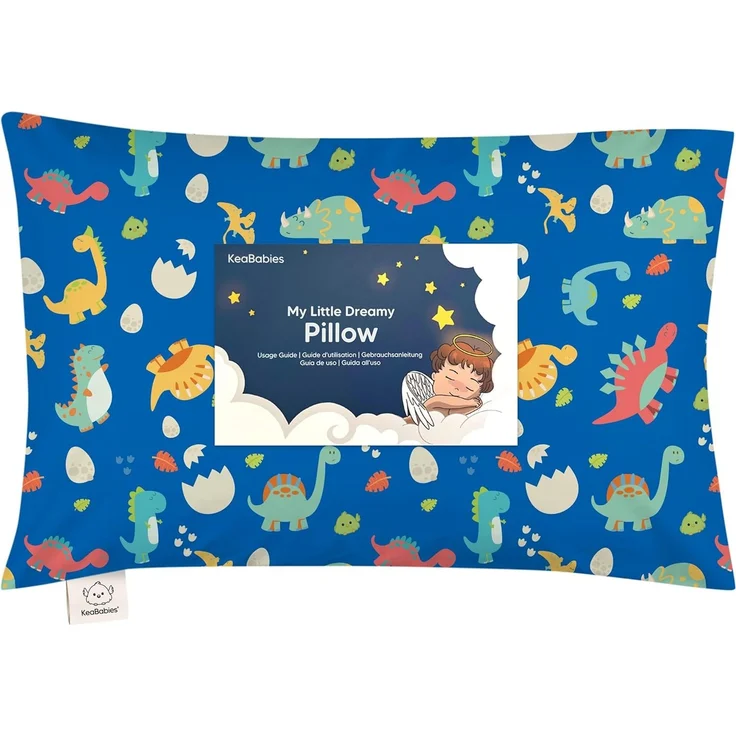 Kopfkissen Kleinkind mit Kissenbezug - Weich Bio Baumwolle Kissen Kinder zum Schlafen - Waschbar Kleinkind Kopfkissen - Kinderkopfkissen für Kleinkinder - Kinderkissen (DinoWorld)