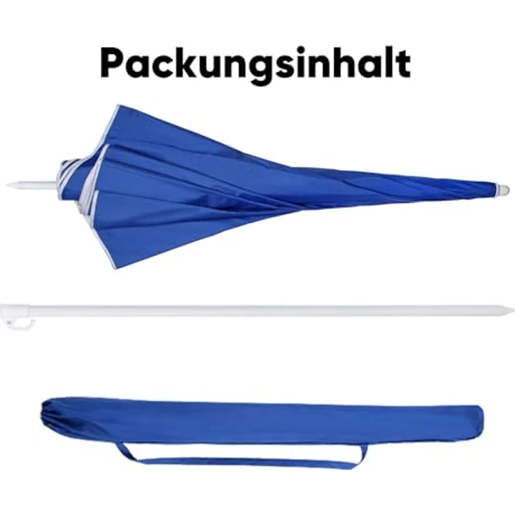 Sekey Sonnenschirm mit Schutzhülle, Neigungswinkel und Höhe verstellbar, Polyester blau, 160 cm – Bild 6