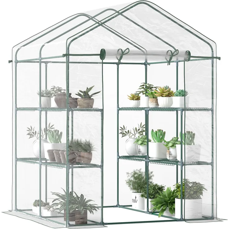 MELAYR, Gartengewächshaus mit 3 Regalböden, Balkongewächshaus, Verstärkte Abdeckung, 95 x 29,5 x 14 cm, Transparent