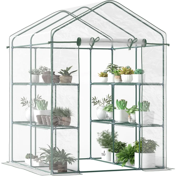 MELAYR, Gartengewächshaus mit 3 Regalböden, Balkongewächshaus, Verstärkte Abdeckung, 95 x 29,5 x 14 cm, Transparent – Bild 1