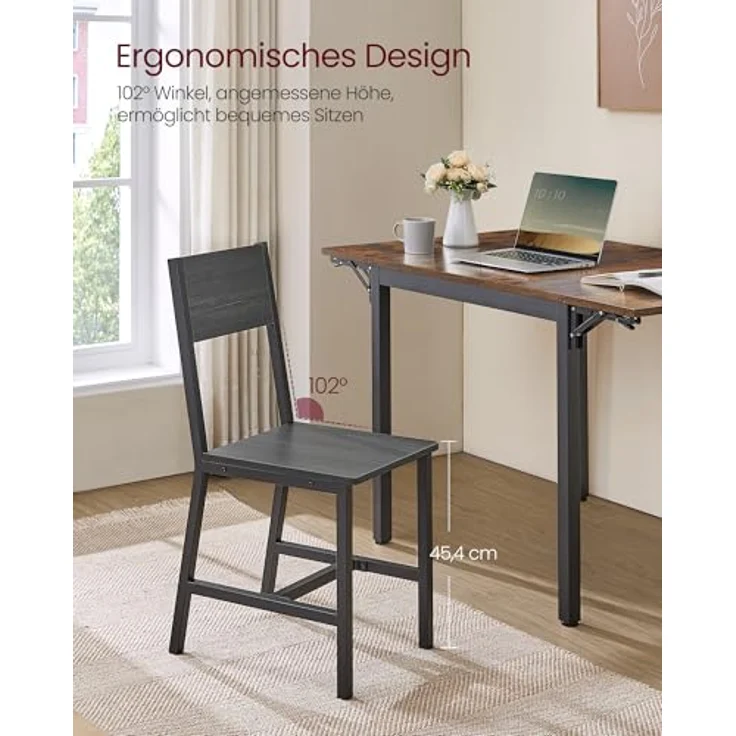 Vasagle Esszimmerstühle, Küchenstühle, 2er Set, Metallrahmen, für Esszimmer, Wohnzimmer, Küche, anthrazitgrau-tintenschwarz – Bild 6