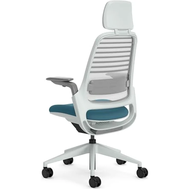 Steelcase Series 1 Ergonomischer Bürostuhl mit LiveBack Lumbalstütze, 4D-Armlehnen, anpassbarer Kopfstütze Türkis – Bild 3