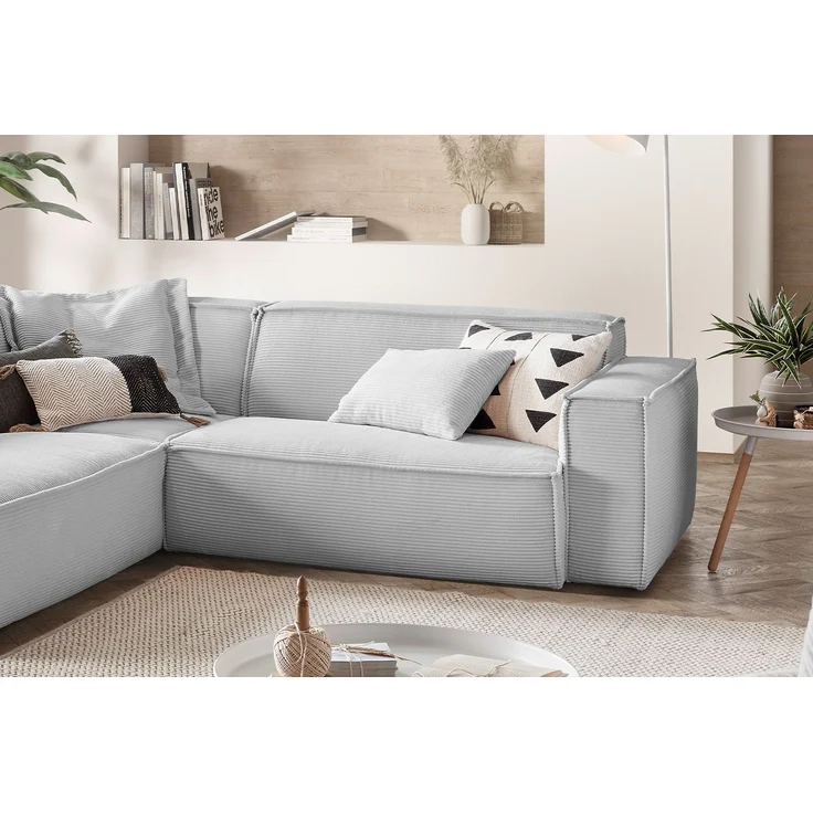 KAWOLA Sofa SAMU Ecksofa Cord hellgrau Recamiere links 72 x 224 x 254 cm – Bild 5