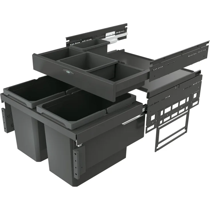 NABER 8013373 Abfallsammler 44 (2x22) Liter Cox® Base 360 S/600-2 mit Base-Board, anthrazit, H 460 mm