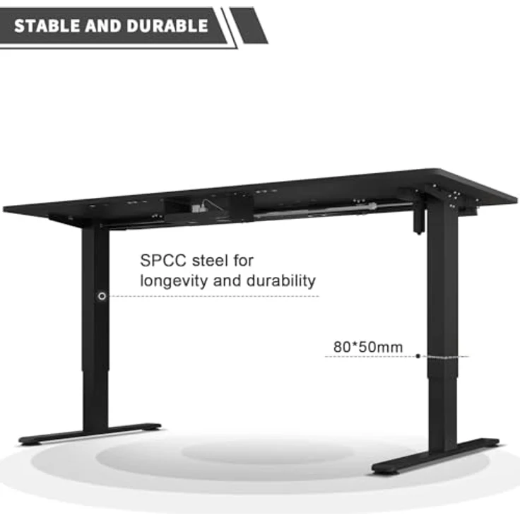 JUMMICO Schreibtisch höhenverstellbar mit 4 Memory-Funktionen, Schwarz, 120x80 cm – Bild 6
