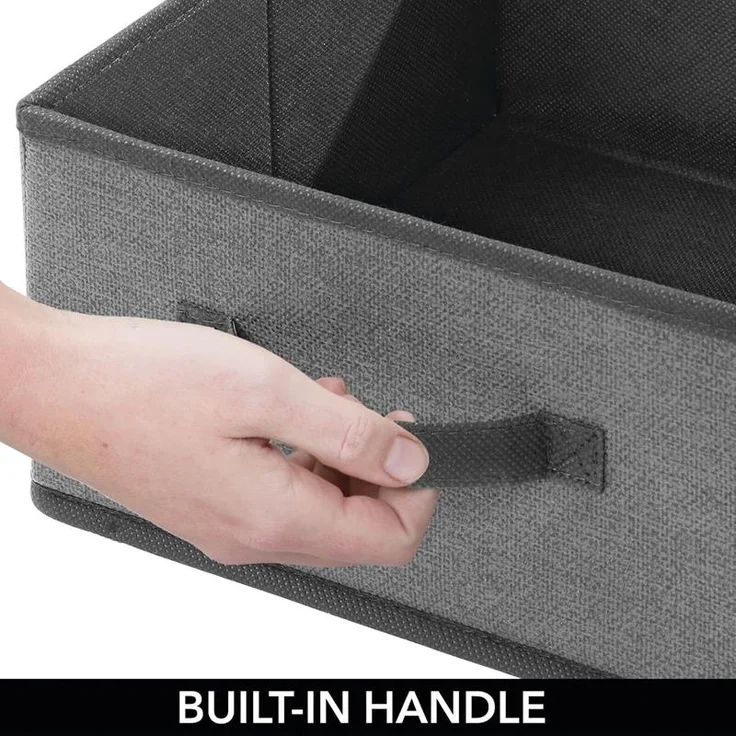 Aufbewahrungsbox Stoffbox Organizer 2er Set mDesign Griff Kunstfaser Dunkelgrau – Bild 6