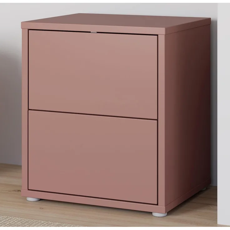 Forte Alice Springs Nachtkommode 50, Schrank mit 2 Schubladen, Nachtschrank, Schlafzimmer, Holzwerkstoff, Terrakotta, 49,8 cm breit x 57,5 cm hoch x 41,5 cm tief