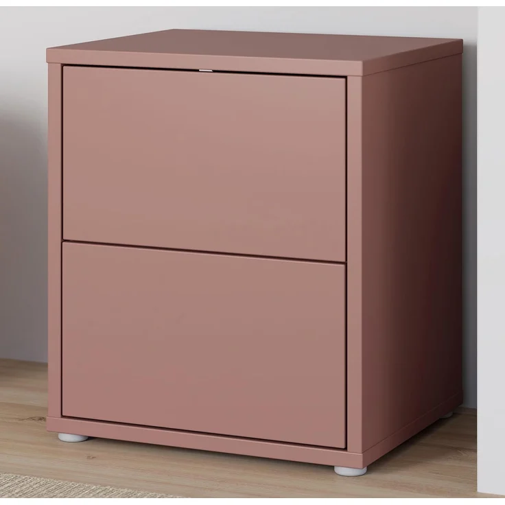 Forte Alice Springs Nachtkommode 50, Schrank mit 2 Schubladen, Nachtschrank, Schlafzimmer, Holzwerkstoff, Terrakotta, 49,8 cm breit x 57,5 cm hoch x 41,5 cm tief