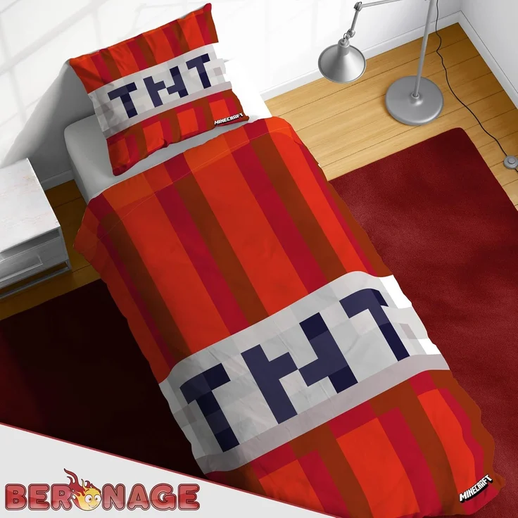 BERONAGE Wendebettwäsche Minecraft Bettwäsche Creeper & TNT Linon / Renforcé, Baumwolle, 2 teilig, 135x200 + 80x80 cm – Bild 5