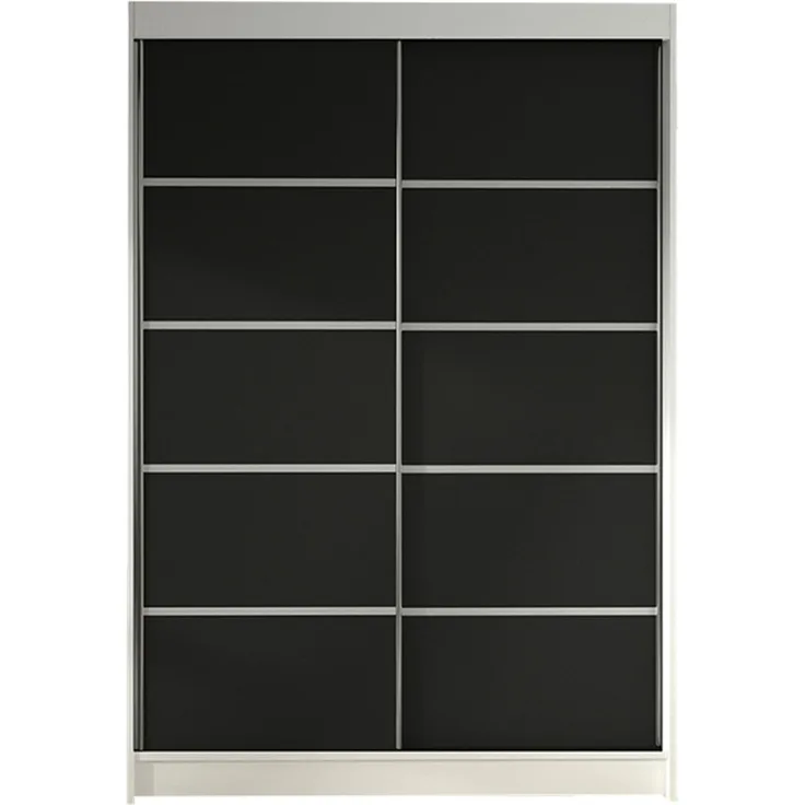 Kleiderschrank Lino IV, ohne Beleuchtung, Farbe: Weiß / Schwarz