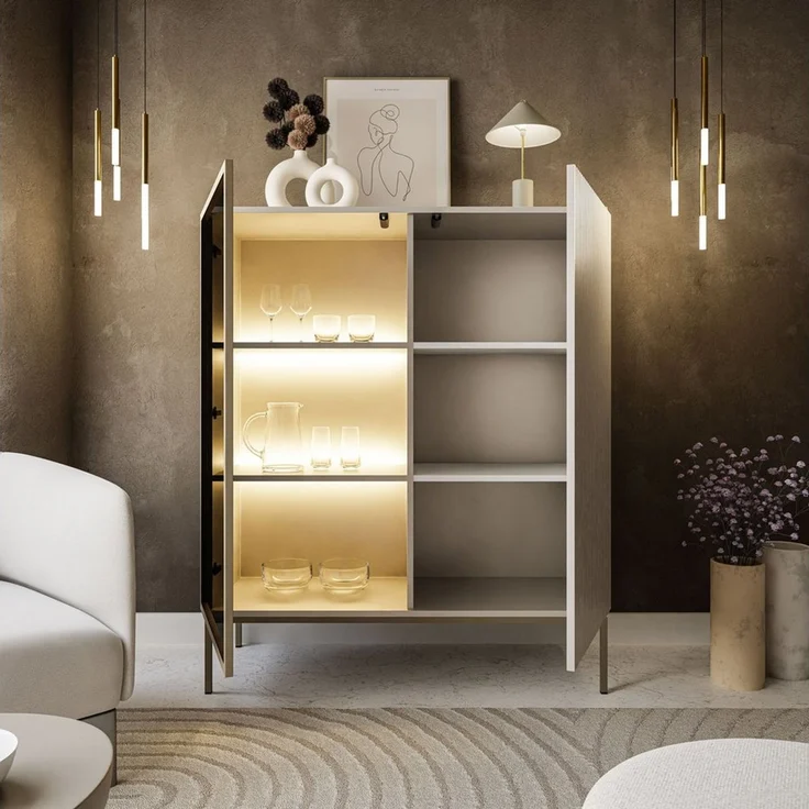 Lookway Vitrine ECLIPSE WT104 in Kaschmir mit LED Beleuchtung in Kaschmir – Bild 2