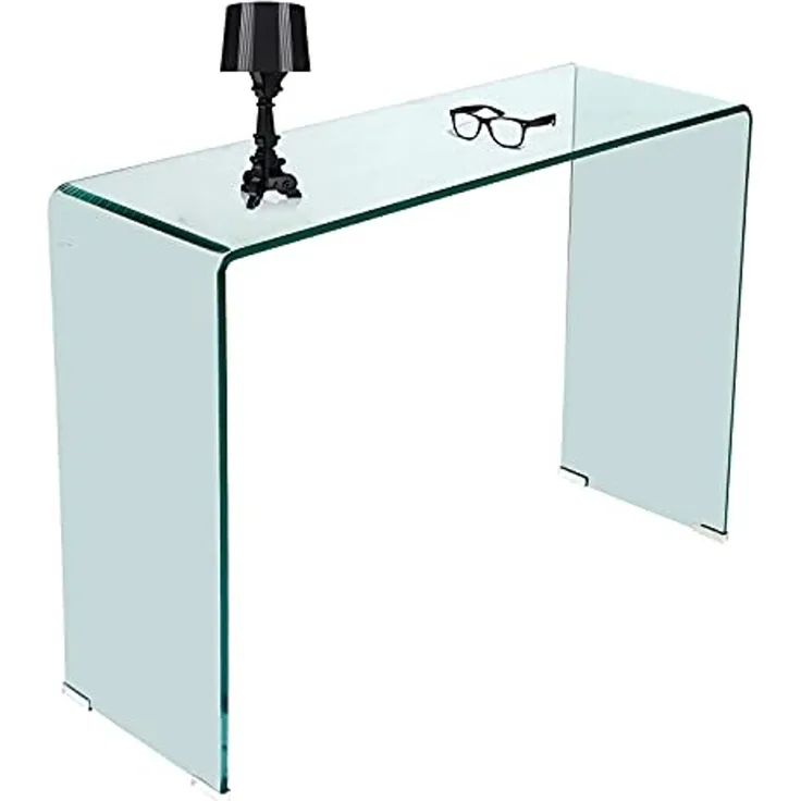 Dmora Konsole aus transparentem gehärtetem Glas, 100 x 75 x 33 cm.