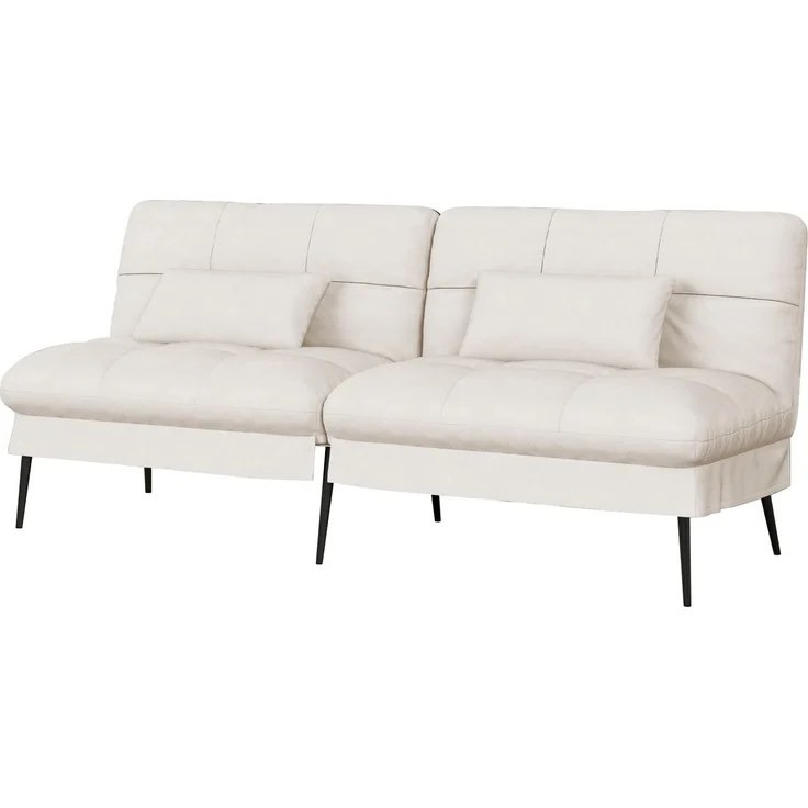 COMHOMA Sofa Schlafsofa mit Schlaffunktion, überzug Futon Klappsofa, Bettcouch, ecksofa, Couch Gästebett, 3-Sitzer Sofa, mit verstellbare Rückenlehne aus Stoff Beige – Bild 1