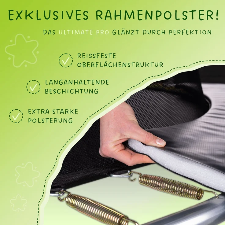 KINETIC SPORTS Premium Outdoor Trampolin 'Ultimate Pro' für Kinder und Erwachsene, AirMAXX Sprungtuch, mit Leiter, Fieberglas, bis zu 160 kg, Kürbis-Design, Ø 427 cm – Bild 6