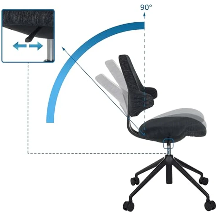 MID.YOU Drehstuhl, Schwarz, Textil, ergonomische Rückenlehne, inklusive Armlehnen, 58x87-97x57 cm – Bild 4