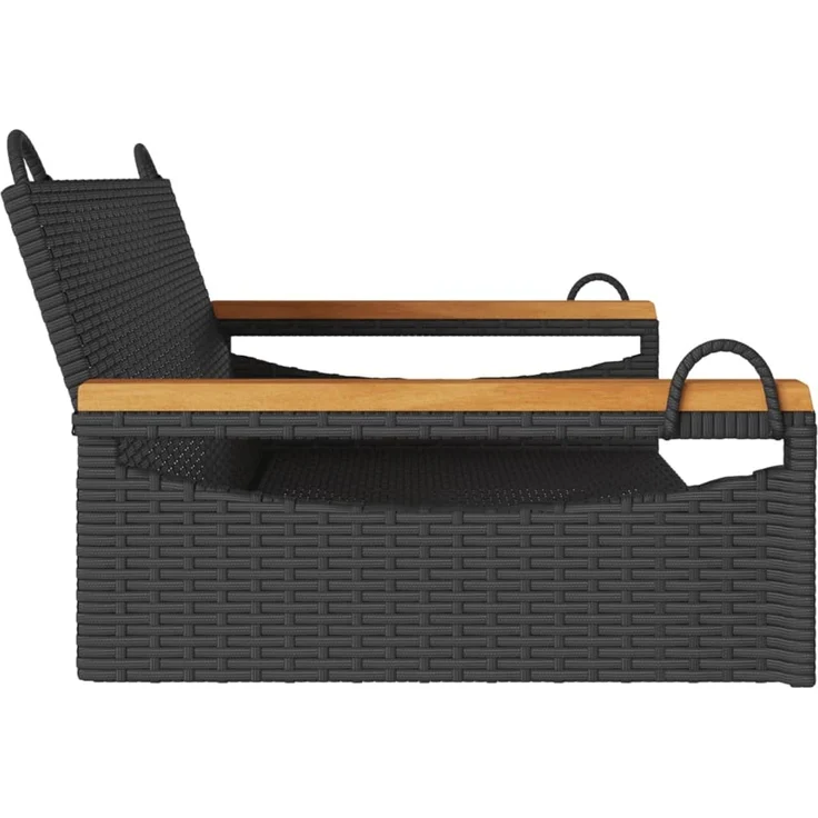 vidaXL Hängebank Schwarz 109x62x40 cm Poly Rattan 368143 – Bild 5