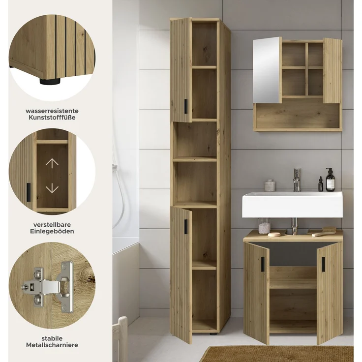 Badkombination B/H/T: 105x192x30 cm in Artisan Oak Nachbildung und -- – Bild 7