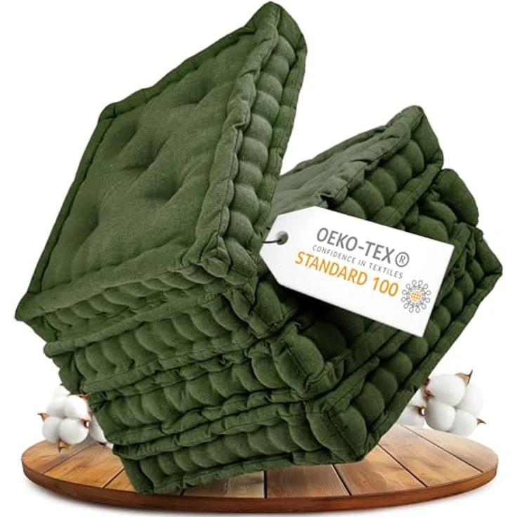Gräfenstayn Sitzkissen 4er Set 40x40 cm mit 8 cm Polsterung aus 100 % Baumwolle -, robustes Sitzkissen für Indoor & Outdoor, bequemes Bodenkissen – Bild 2