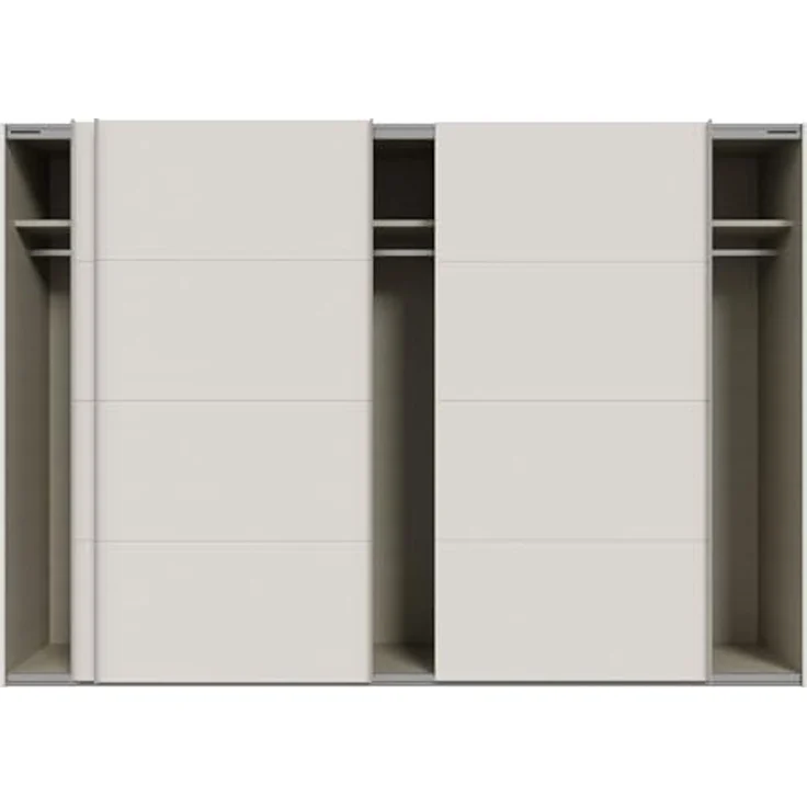 Forte SOPHISTISPACE Kleiderschrank 300, moderner Schwebetürenschrank, 3-türig, Einlegeböden, Kleiderstangen, Holzwerkstoff, Kaschmir|Beige, 299,8 cm breit x 210,5 cm hoch x 62,9 cm tief – Bild 5